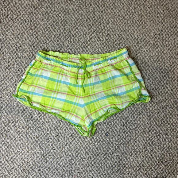 Cute vintage y2k Victoria’s Secret low rise green plaid mini/ micro shorts - Picture 4 of 6